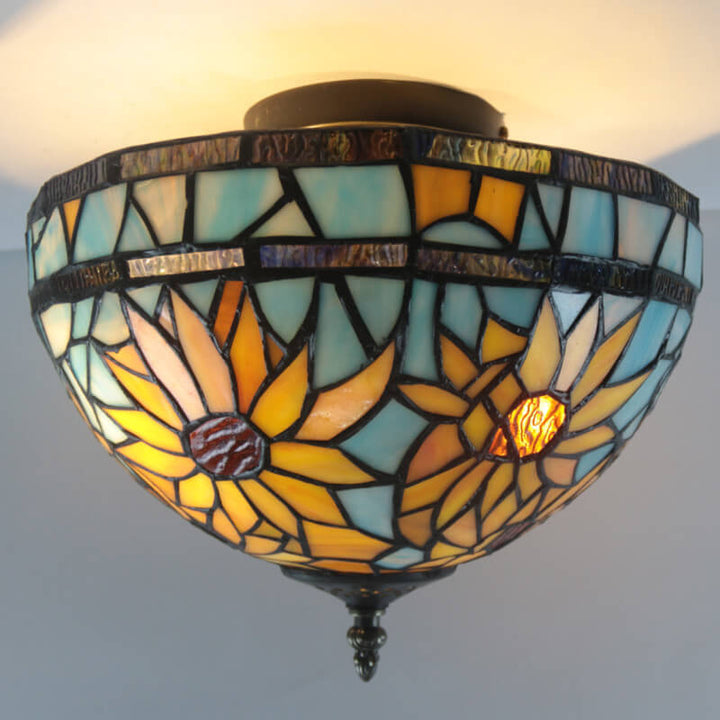 Éclairage encastré Tiffany vintage européen à 2 lumières 