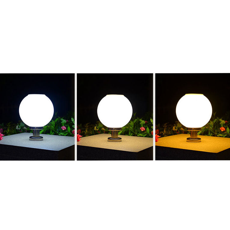 Lampe LED solaire à tête ronde en acier inoxydable et acrylique, luminaire décoratif d&
