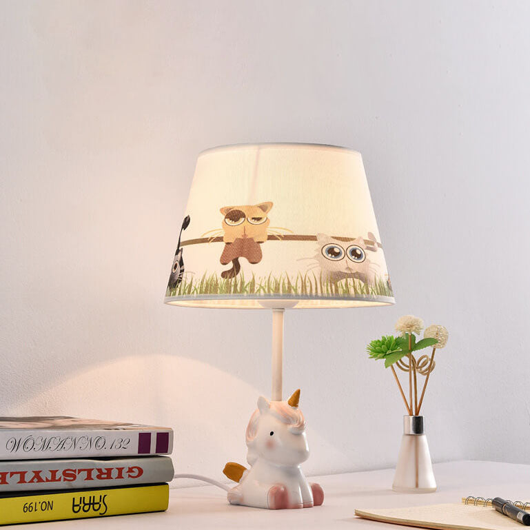 Nordic Fun Cartoon Pattern Resin Fabric Children 1-Light Table Lamp