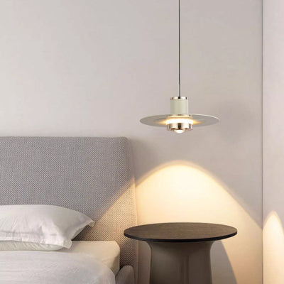 Modern Minimalist Cylinder Flying Saucer Hardware LED Pendant Light For Living Room