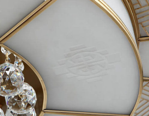 Luxuriöse chinesische runde LED-Deckenleuchte aus Kristallmessing