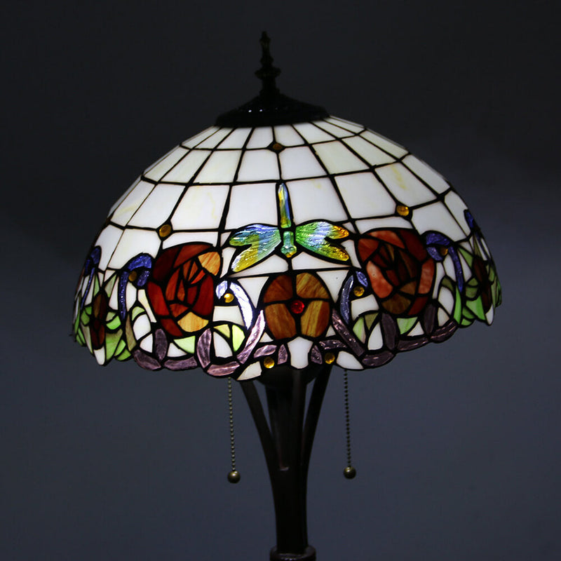 European Tiffany Stained Glass Rustic 2-Light Standing Floor Lamp