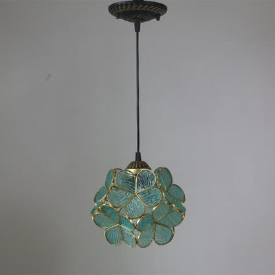 Vintage Stained Glass Petal 1-Light Pendant Light