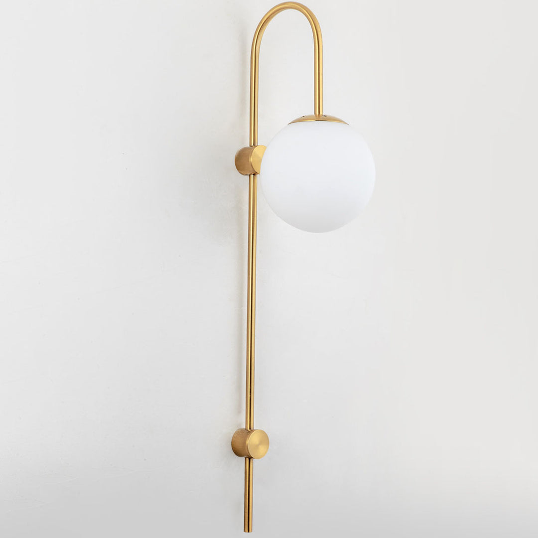 Moderne nordische Wandleuchte aus Eisen und Glas mit runder Kugel, langem Arm und 1 Flamme für Wohnzimmer &amp; Schlafzimmer 