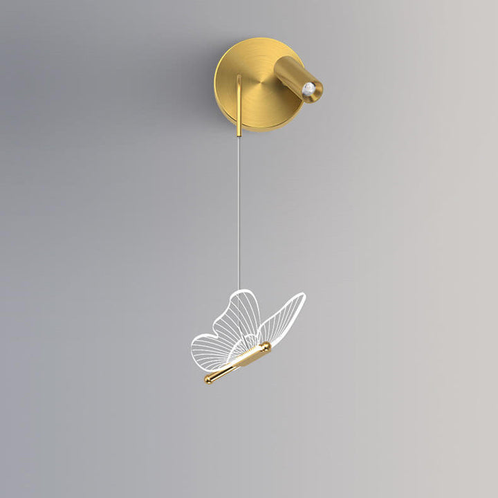 Aplique de pared LED con diseño contemporáneo y creativo de foco mariposa en hierro y acrílico para sala de estar 