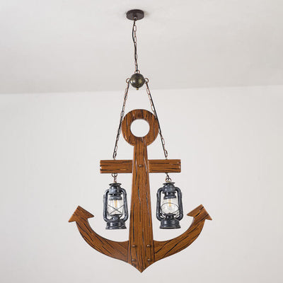 Retro Industrial Boat Anchor 2-Light Island Light Chandelier