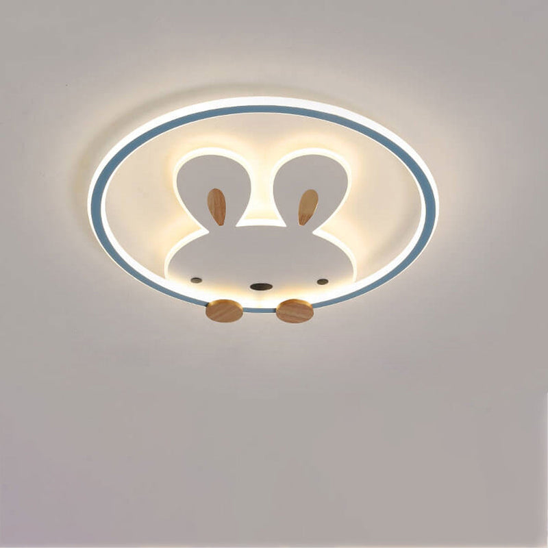 Childlike Modern Simple Cartoon Rabbit Design LED Flush Mount Light