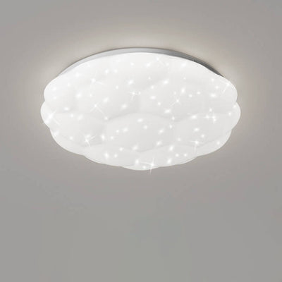 Light Luxury Cloud Star Effect Round Acrylic Wood LED Flush Mount Ceiling Light
