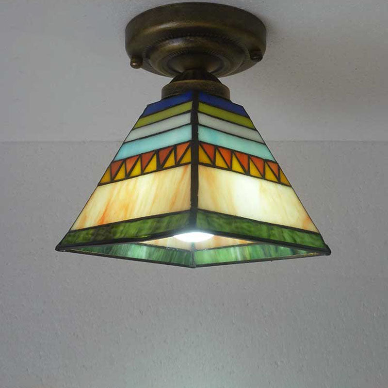 Luz de Montaje Semiempotrado Vintage Europea Tiffany de 1 Luz 