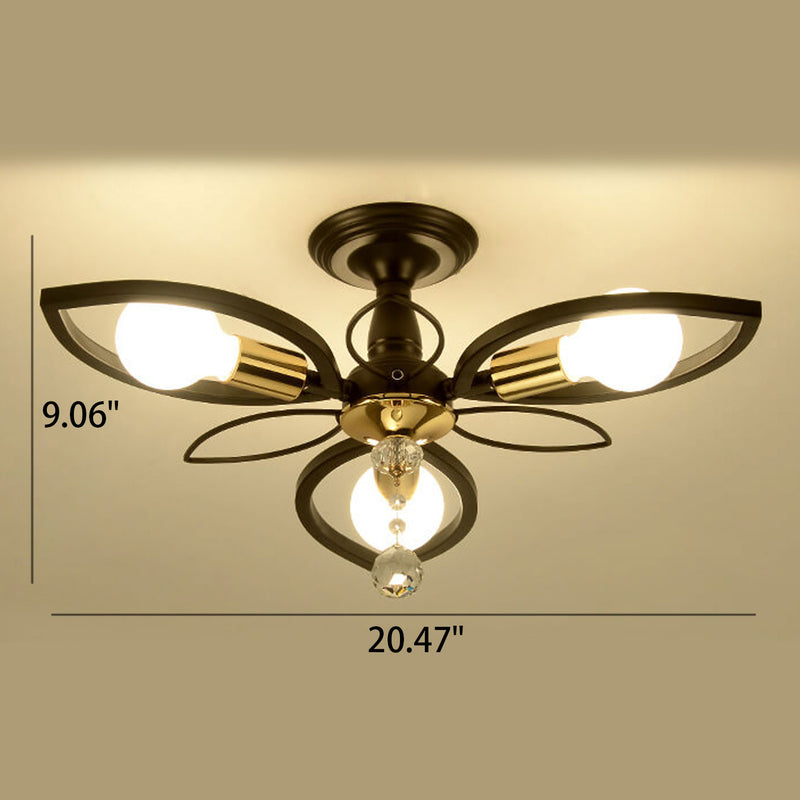 Lumière de plafond encastrée en cristal de fer forgé de luxe nordique 6/8 lumières 