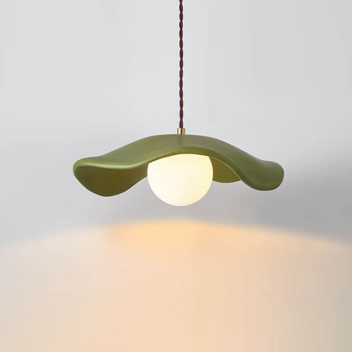 Macaron Cream Dome Wave Design Resin 1-Light Pendant Light