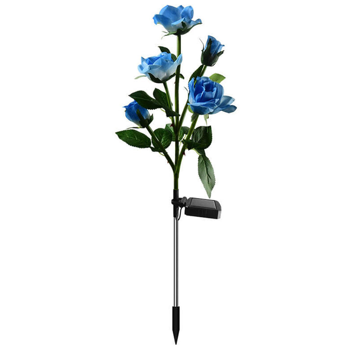 Moderner Solar-Rosenstrauß 5 Kopf LED Outdoor Garten Dekorative Boden-Einsteck-Landschaftsbeleuchtung 