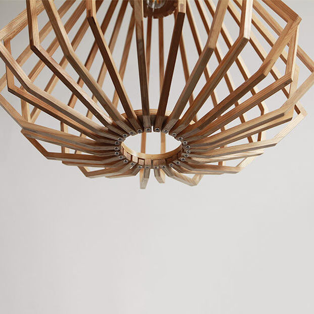Vintage Creative Geometric Ash Wood 1-Light Pendant Light