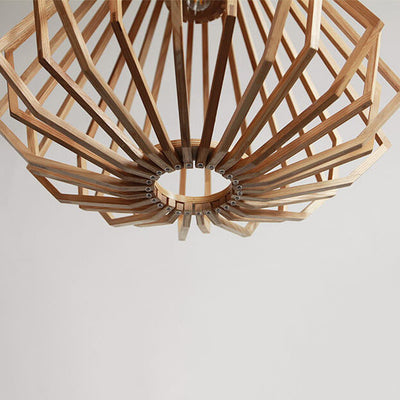 Vintage Creative Geometric Ash Wood 1-Light Pendant Light