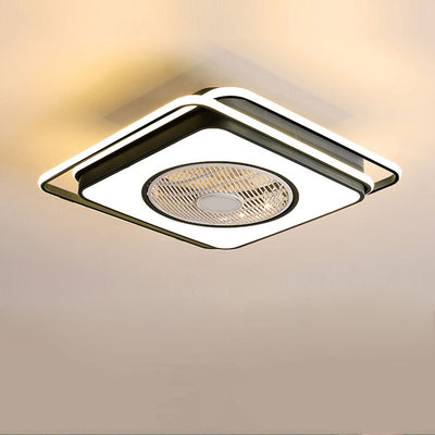 Nordic Simple Crystal Round Frame Design LED Flush Mount Ceiling Fan Light