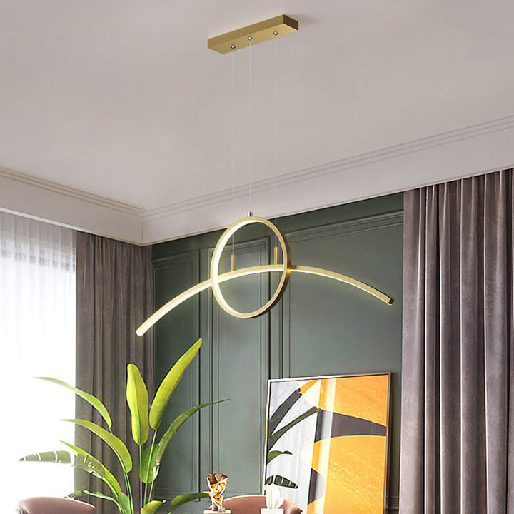 Lustre LED moderne et créatif avec courbe longue et ronde pour îlot 