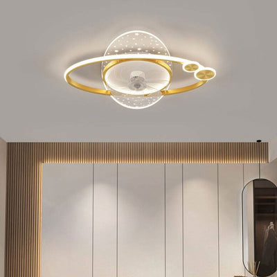 Modern Creative Planet Star Effect LED Flush Mount Ceiling Fan Light