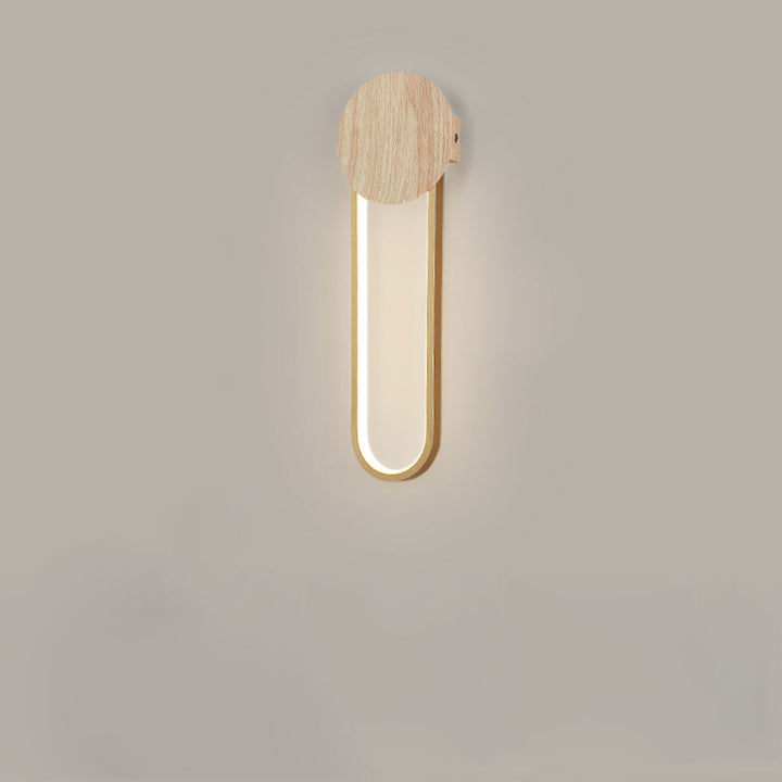 Lámpara de pared LED de hierro forjado redonda de grano de madera minimalista moderna 