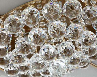 Luxury Chinese Round Crystal Brass LED Flush Mount Ceiling Light