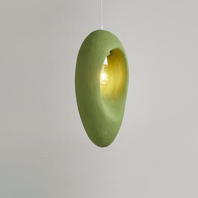 Japanese Wabi-sabi Green Oval 1-Light Pendant Light