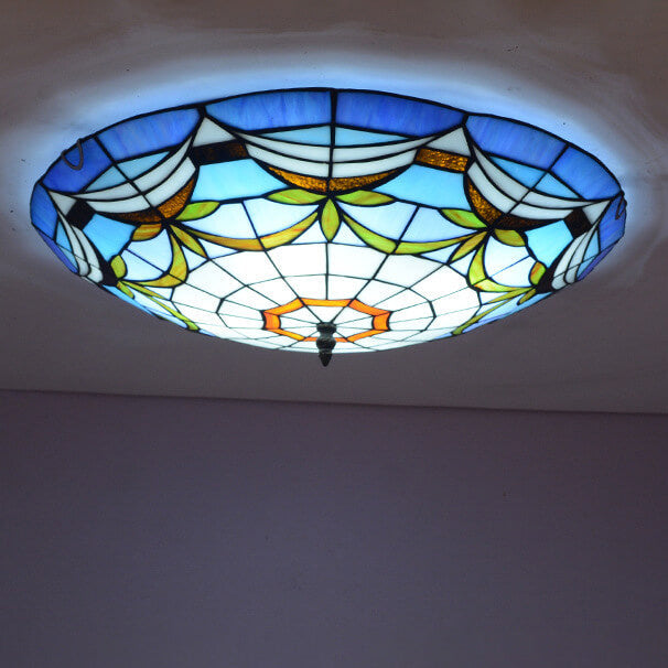 Vidrieras europeas Tiffany redondas con varios diseños de patrones 2/3 luces de montaje empotrado 