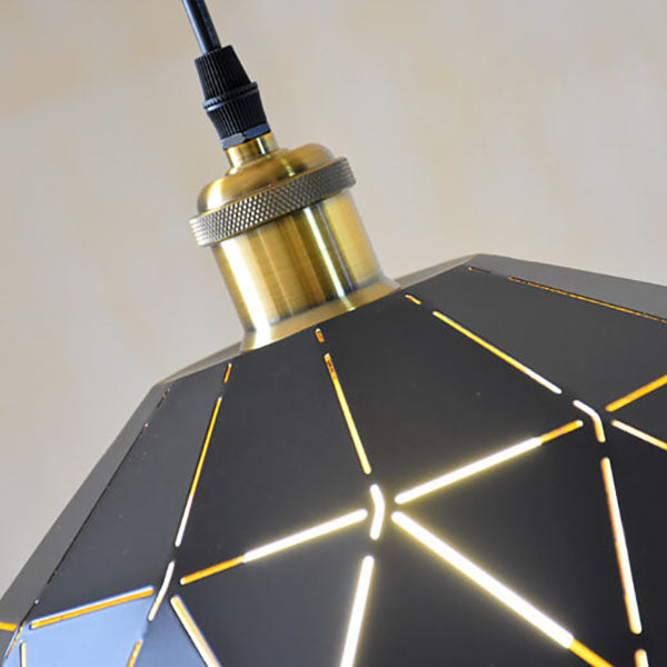 Lámpara Colgante Industrial Simple de Hierro con Cúpula Hueca de Diamante de 1 Luz 