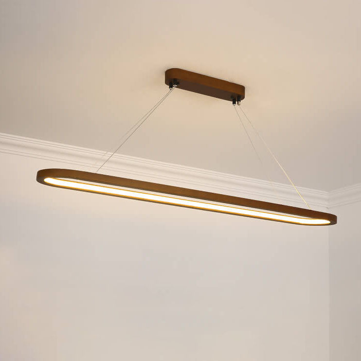 Moderner chinesischer Kronleuchter aus massivem Holz mit rundem Ringrahmen und Insellicht LED