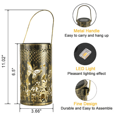 Modern Creative Bird Butterfly Iron Hollow Outdoor Solar LED Projection Lantern Light