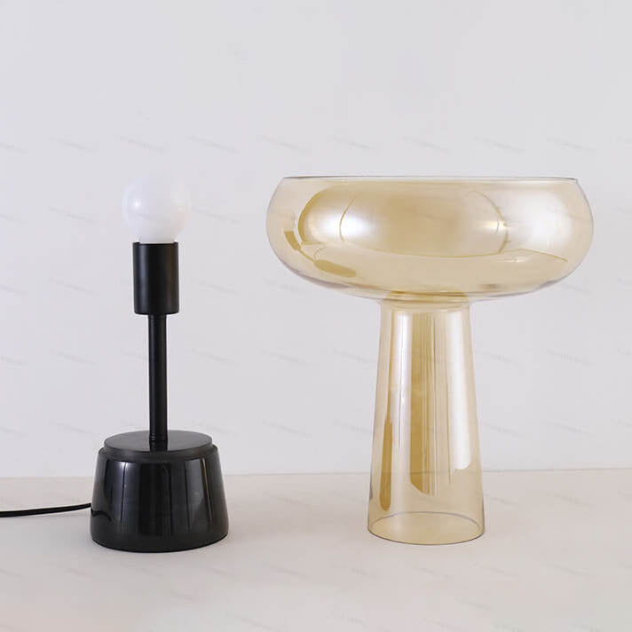 Lampe de table à 1 lumière avec colonne en verre créatif et base en marbre 
