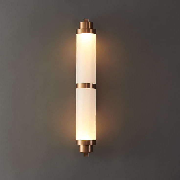 Modern Luxury Cylindrical Glass Stainless Steel Rose Gold LED Wall Sconce Lamp for Living Room Bedroom