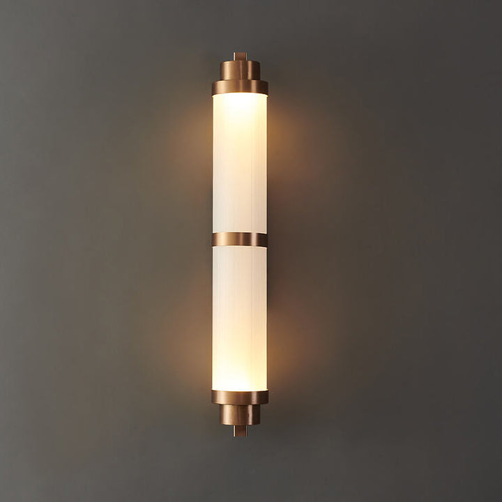 Modern Luxury Cylindrical Glass Stainless Steel Rose Gold LED Wall Sconce Lamp for Living Room Bedroom