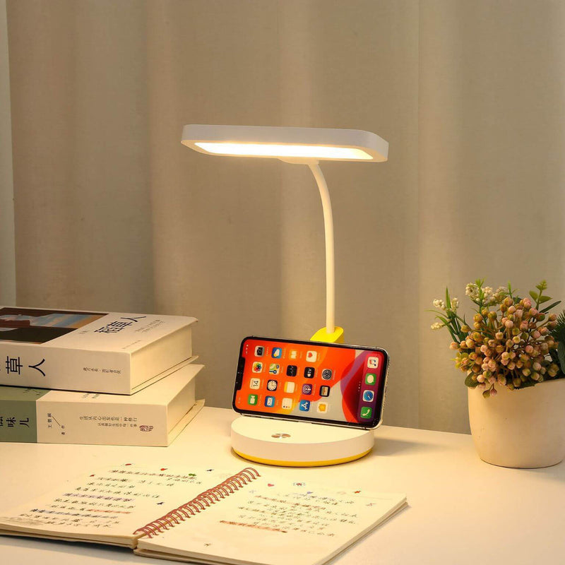 مصباح مكتب LED بشحن باللمس بقاعدة دائرية طويلة وظل بسيط 
