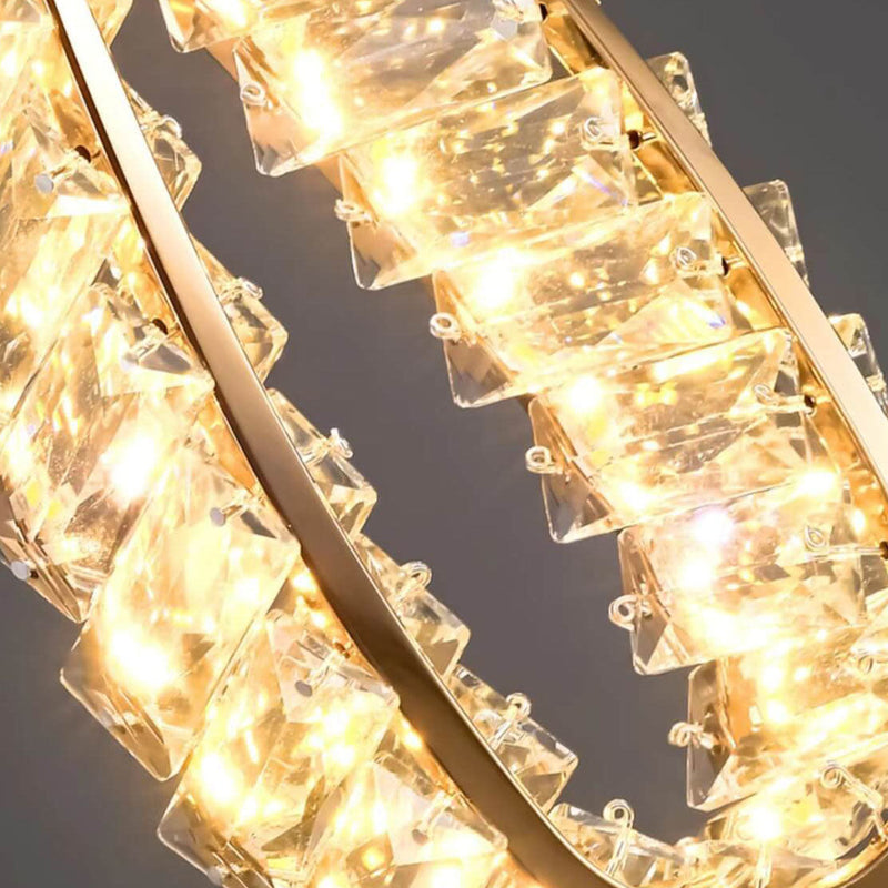 Modern Light Luxury Ring Crystal Hardware LED Pendant Light