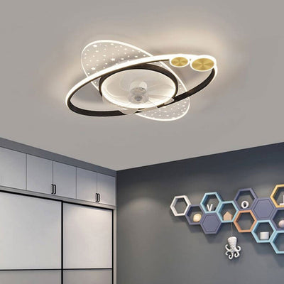 Modern Creative Planet Star Effect LED Flush Mount Ceiling Fan Light