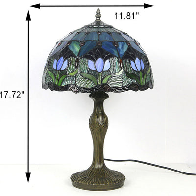 European Style Tiffany Gemstone Flower Dome 1-Licht-Tischlampe 