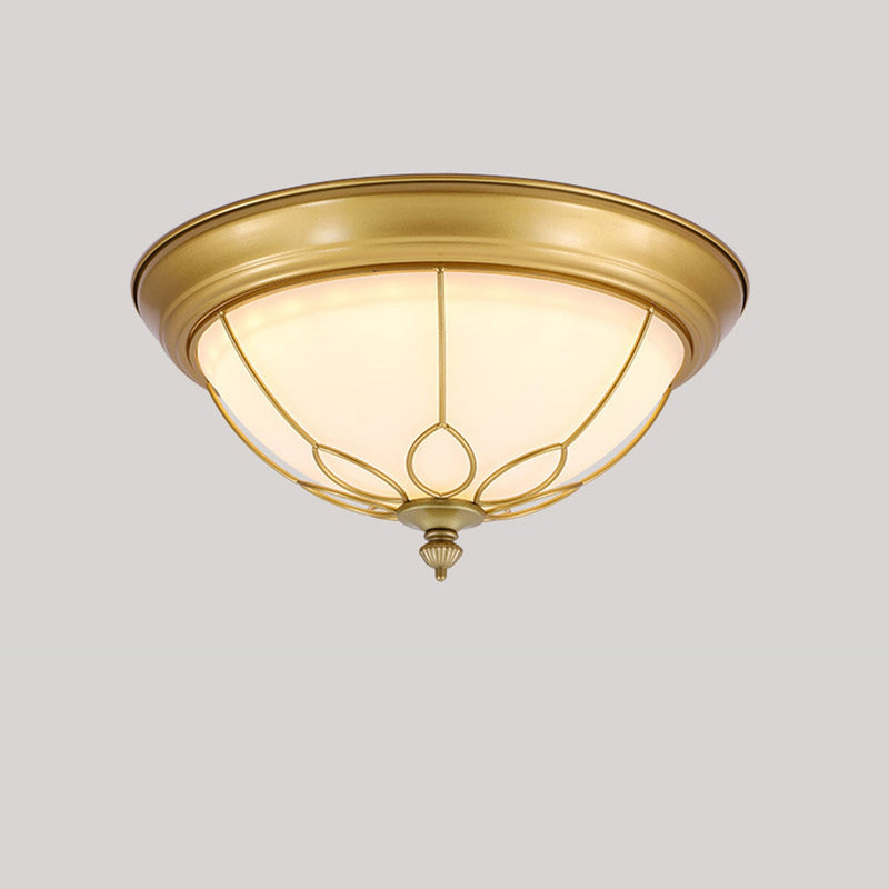 Vintage American Iron Frosted Glass Bowl LED Flush Mount Ceiling Light