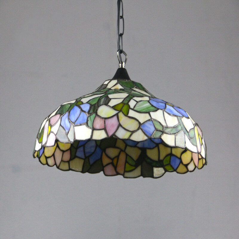 Tiffany Vintage Glasschirm 1-Licht Pendelleuchte 