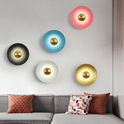 Nordic Creative Multicolor Round Disc Hardware LED Wall Sconce Lamp