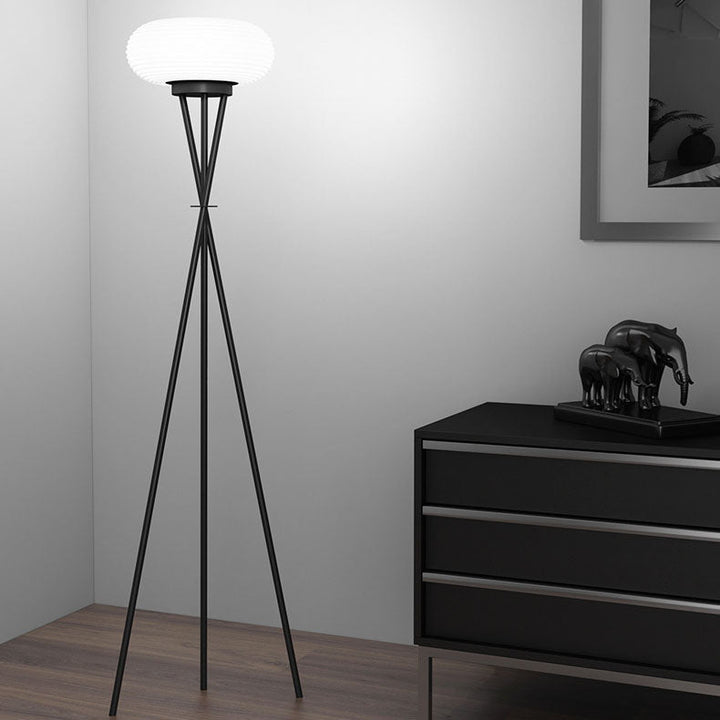 Lámpara de pie LED de hierro acrílico con trípode redondo minimalista moderno para sala de estar 