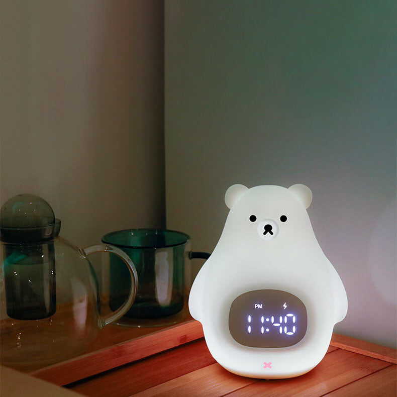 Réveil en silicone ours polaire avec lumière LED de nuit 