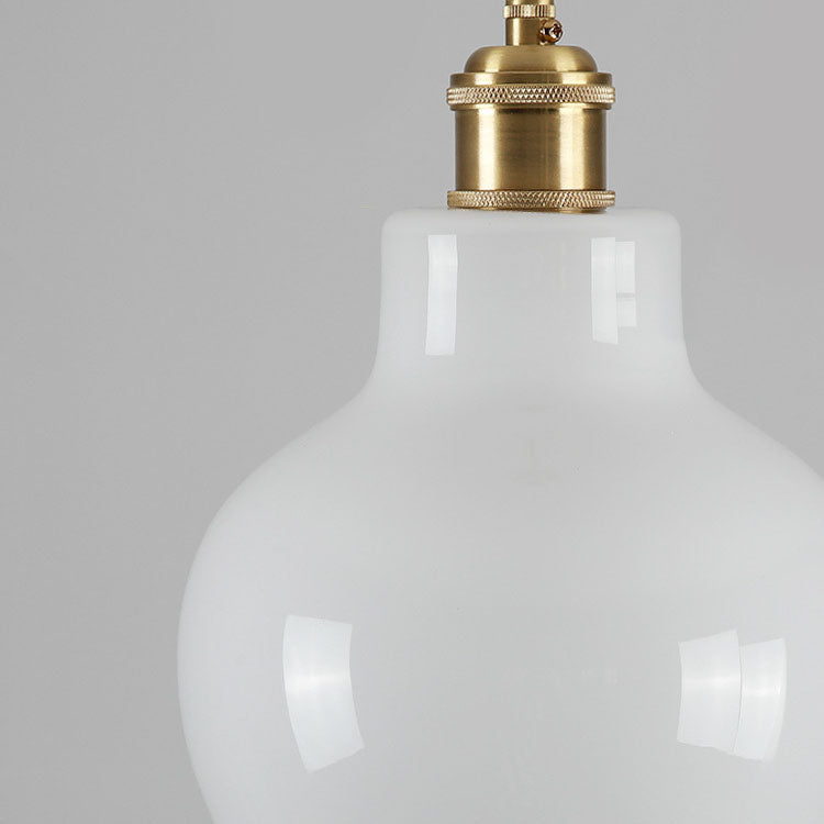 Japanische minimalistische reinweiße 1-Licht-Pendelleuchte aus Kupferglas 