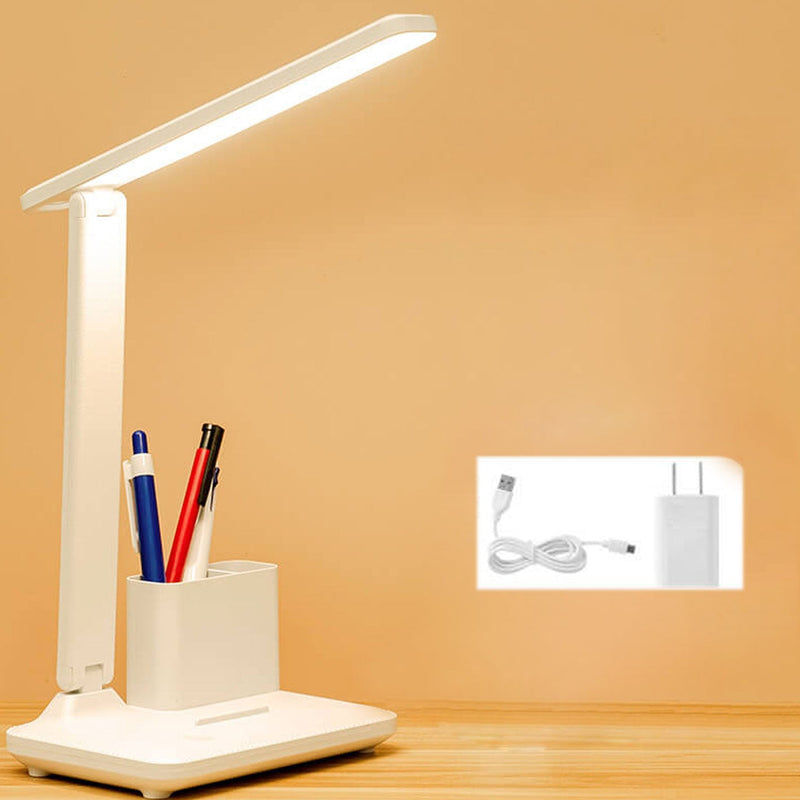 Lampe de bureau LED de lecture avec protection des yeux USB et porte-stylo pliable simple 