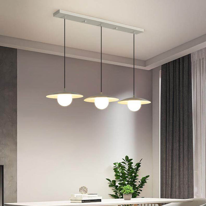 Candelabro de isla de 3 luces de hierro y vidrio blanco puro minimalista moderno 