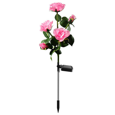 Modern Solar Rose Bouquet 5 Head LED Outdoor Garden Decorative Ground Insert Landscape Light