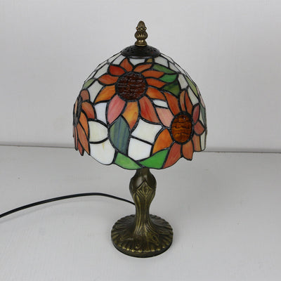 Tiffany Decorative Flower Umbrella Rose Alloy Stained Glass 1-Light Table Lamp