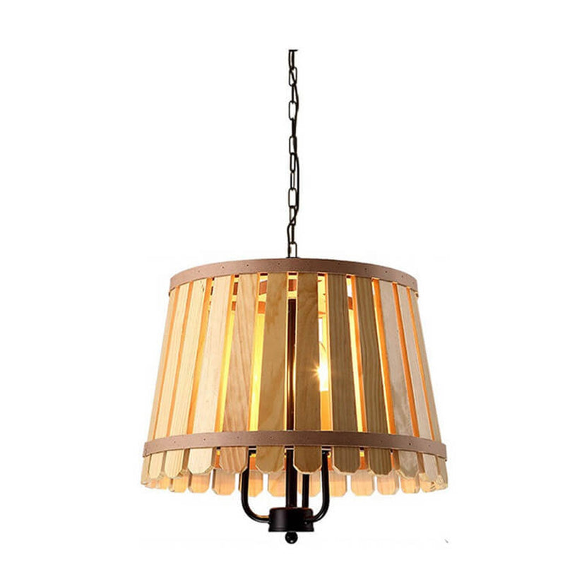 Modern Colored Wooden Barrel Dome 3 Light Chandelier