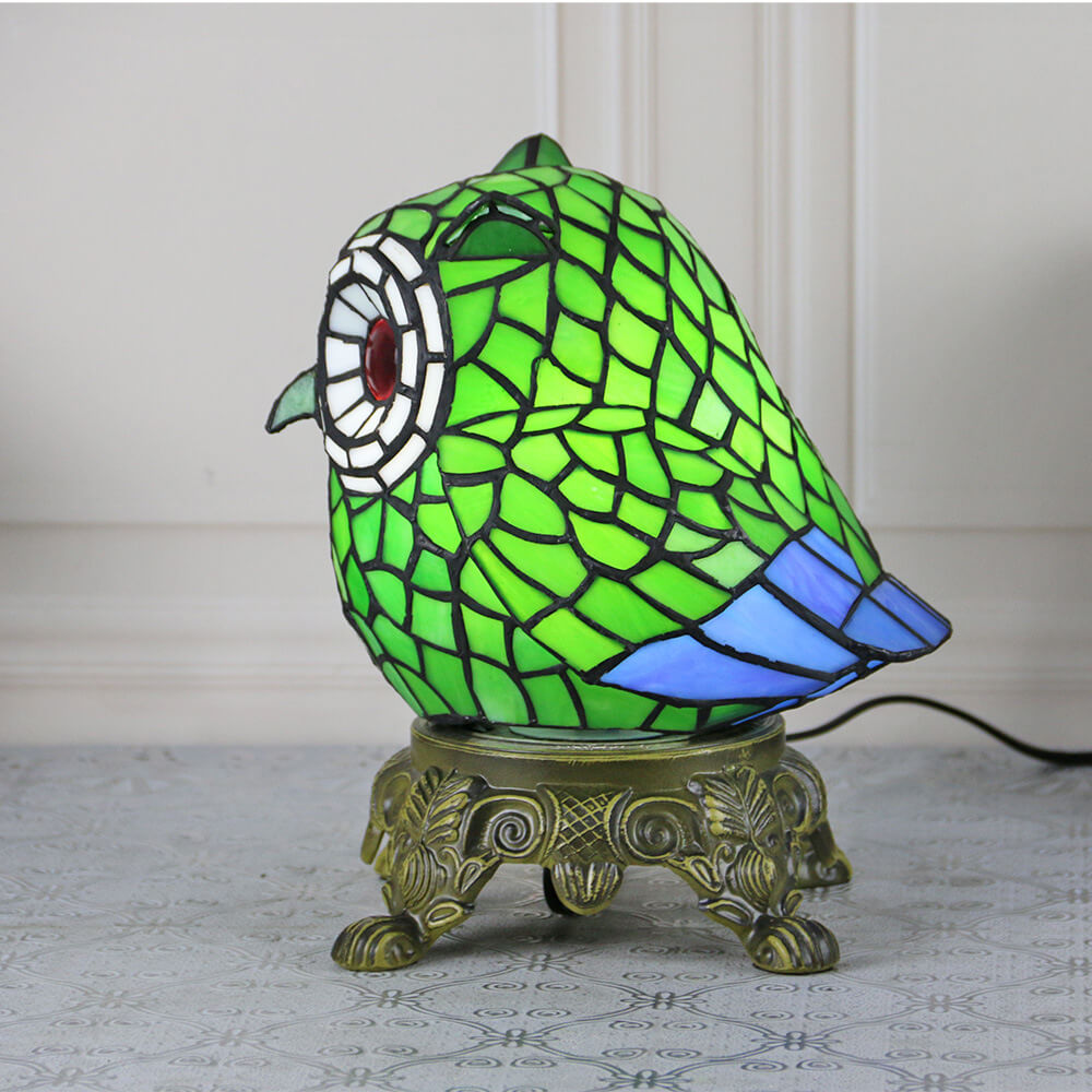 Tiffany Kreative Eule Buntglas 1-Licht Tischlampe 