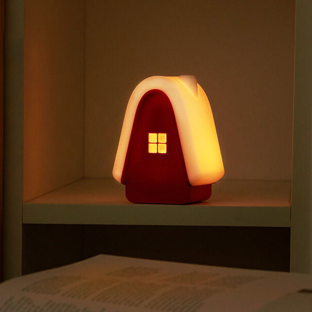 Lámpara de Mesa de Luz Nocturna LED Recargable USB de Silicona en Forma de Casa de Nieve Moderna de Dibujos Animados 