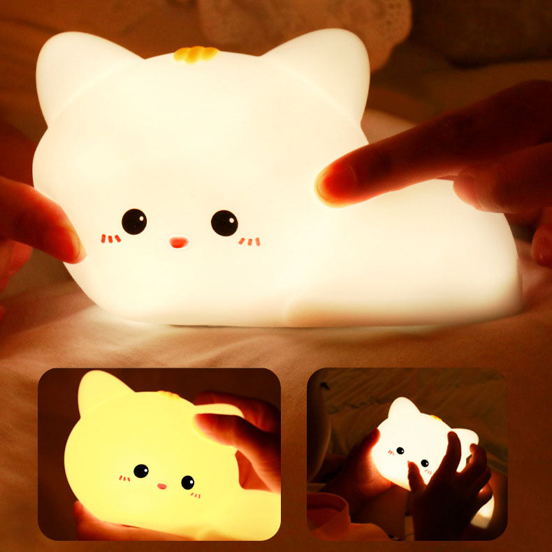 Modern Creative Cat Silicone Pat Remote Control LED Night Light Table Lamp