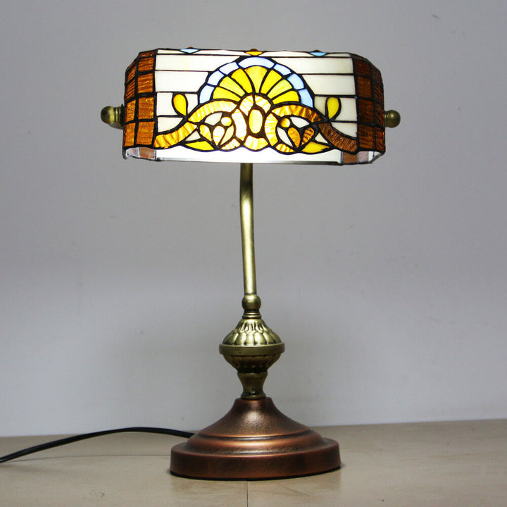 Europäische Tiffany Vintage Bankglas-Hardware 1-Licht Tischlampe 